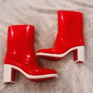 Christian Louboutin PVC Loubirain 70 MM Rain boots 39 Red